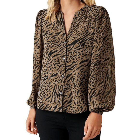 Ever New Animal Print Long Sleeve Blouse - Picture 2 of 8